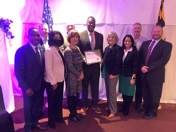 Award Winner in the “Apprenticeship Program Category”: Howard County Government Joint Apprenticeship and Training Committee - Recipients representing the program and Howard County Government, including the County Executive Calvin Ball.  